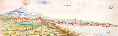 La costa di Catania in una tavola di Tiburzio Spannocchi.